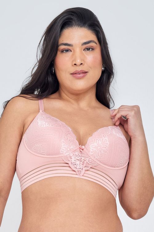 Soutien Feminino Elástico com Renda Rosa Médio