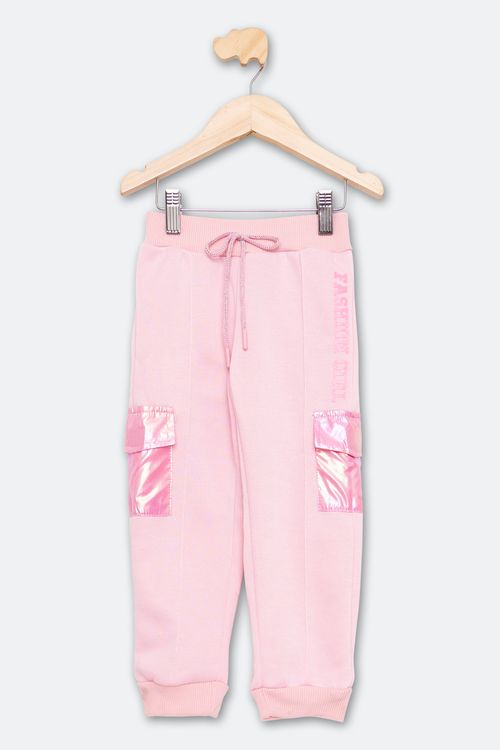 Calça Infantil Menina Fleece Rosa Tam 1/3