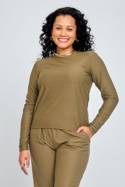 Blusa Feminina em Malha Verde Militar