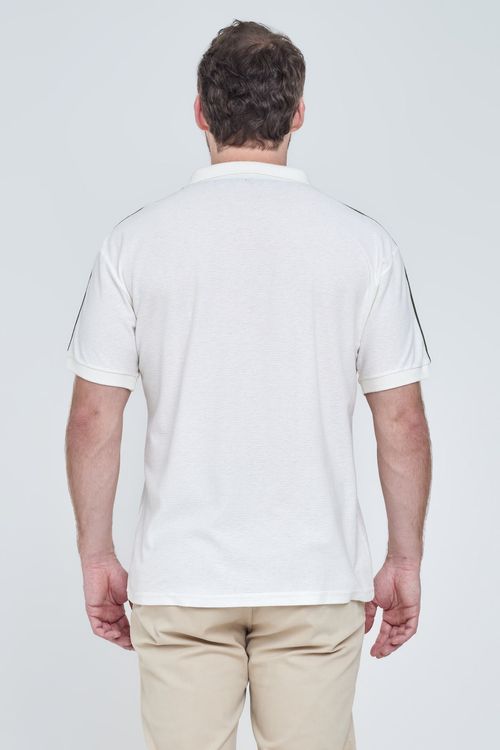 Polo Masculina Casual Off White