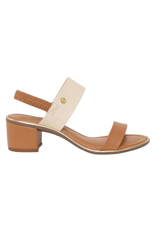 Sandália Caedu Feminina 2 Tiras Caramelo Off White