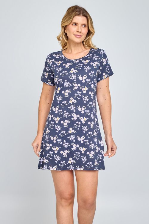 Camisola Feminino Floral Azul Escuro