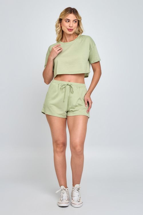 Shorts Feminino Moletinho Verde Claro