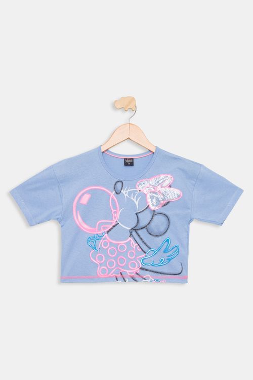 Blusa Infantil 10/16 Anos Minnie Azul - Azul Claro