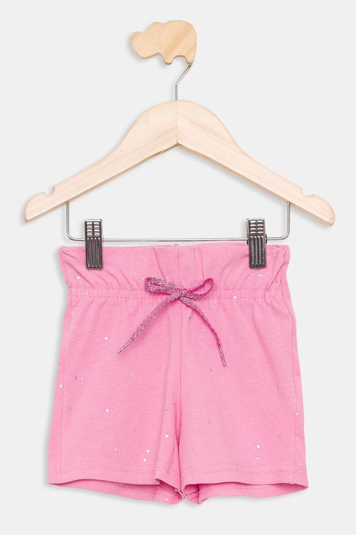 Shorts Infantil com Glitter Rosa Médio Tam 1 a 3