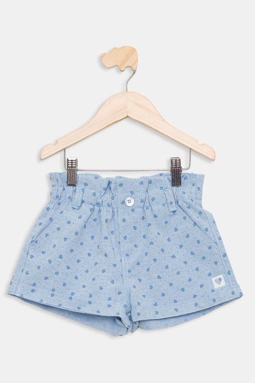 Shorts Infantil Estampado Azul Claro Tam 4 a 8