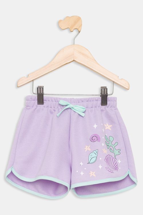 Shorts Infantil Sereia Lilás Tam 4 a 8
