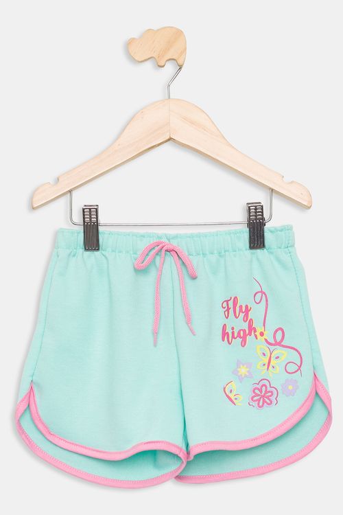 Shorts Infantil Estampado Verde Claro Tam 4 a 8