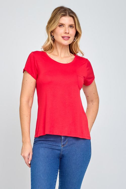 Blusa Feminina em Viscolycra Bolso Frente Vermelho