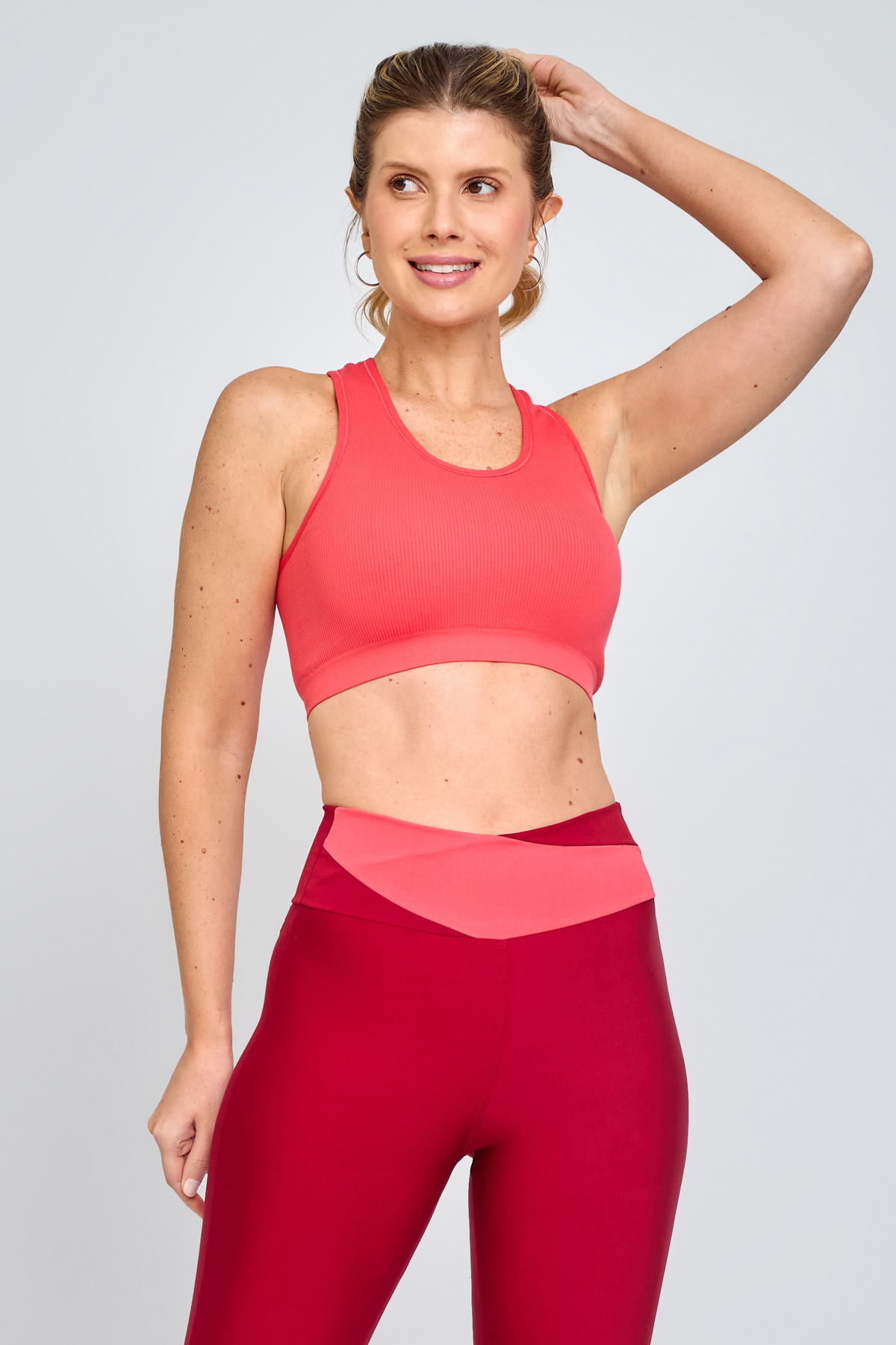 Top Esporte Sem Costura Feminino Coral - imagem 1