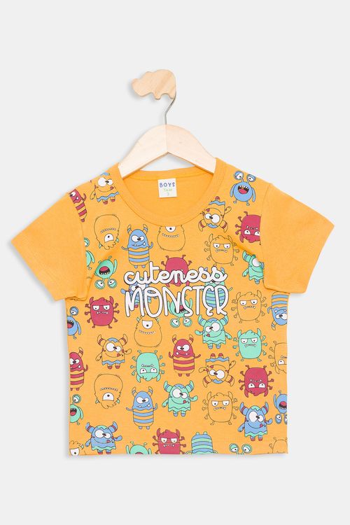 Camiseta Infantil 1/3 Anos Monstro - Amarelo Médio