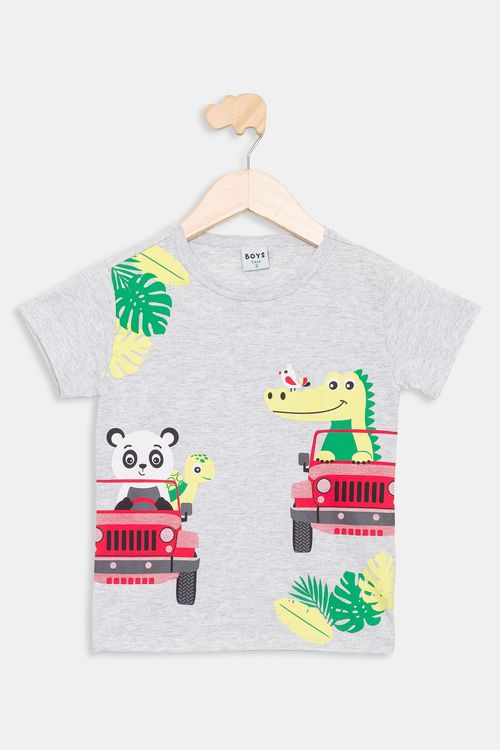 Camiseta Infantil 1/3 Anos Jacaré - Cinza Claro Mescla