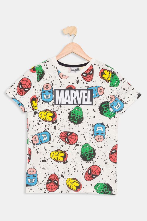 Camiseta Juvenil Marvel Off White Tam 10 a 16