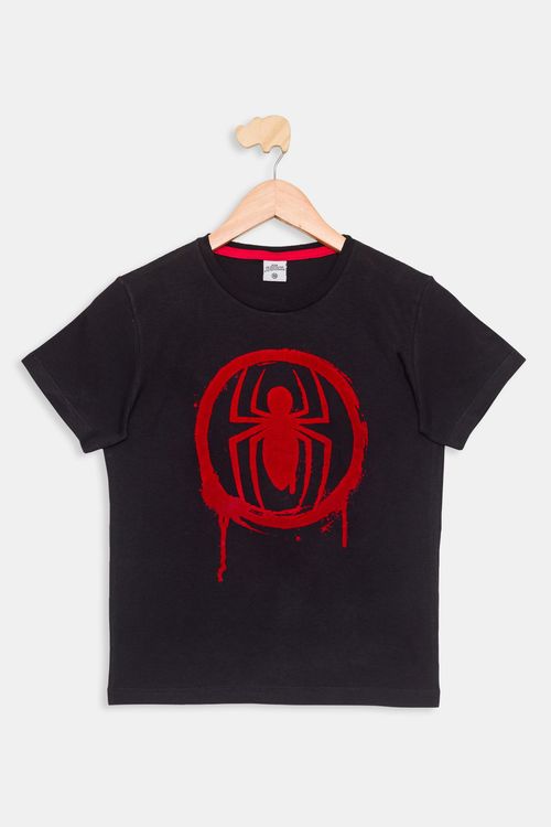 Camiseta Manga Curta Infantil 4/10 Anos Spider - Preto