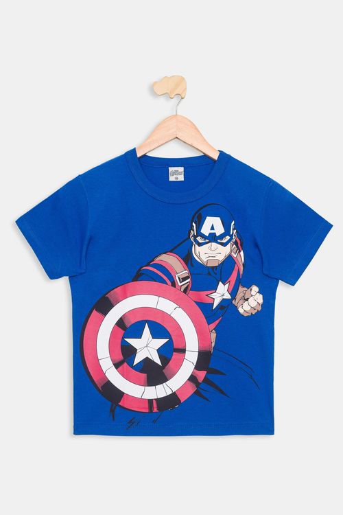 Camiseta Manga Curta Infantil 4/10 Anos Capitão America - Azul