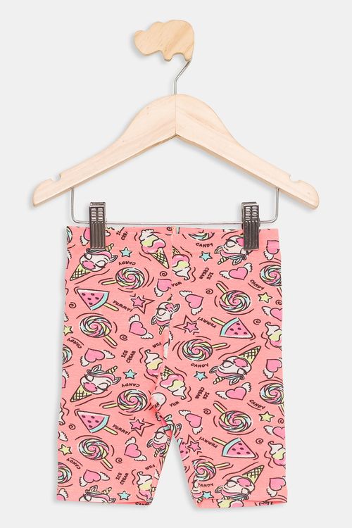 Ciclista Infantil Estampada Coral Tam 1 a 3
