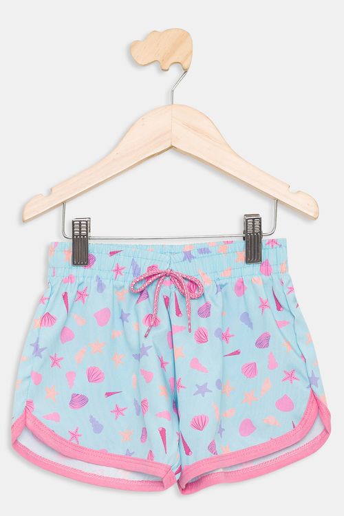 Shorts Infantil 4/8 Anos Conchas - Verde Claro