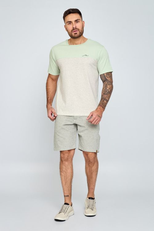 Bermuda Masculina Caedu Sarja Listrada Verde Algodão