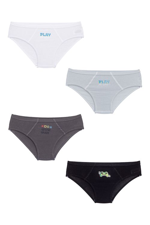 Kit 4 Cuecas Infantis Game Tam 2
