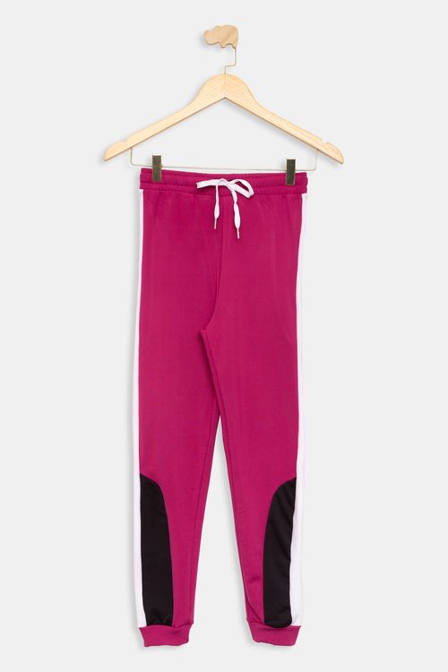 Calça Infantil em Moletom Rosa Preto e Branco Tam 10 a 16