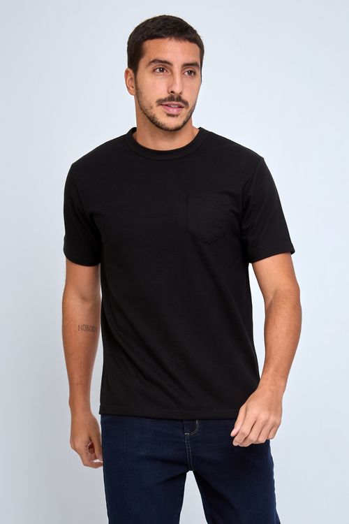 Camiseta Masculina Manga Curta Casual Preta