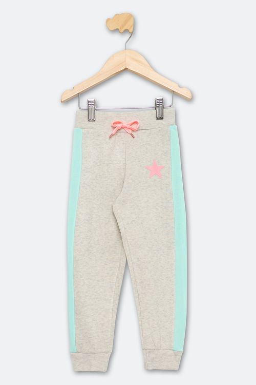 Calça Infantil em Fleece Estampada Mescla e Verde Tam 1 a 3
