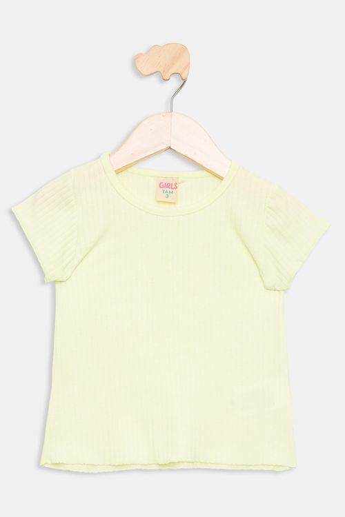 Blusa Infantil em Ribana Amarelo Neon Tam 1 a 3