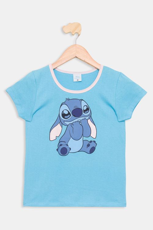 Blusa Infantil 4/10 Anos - Stitch - Azul Claro