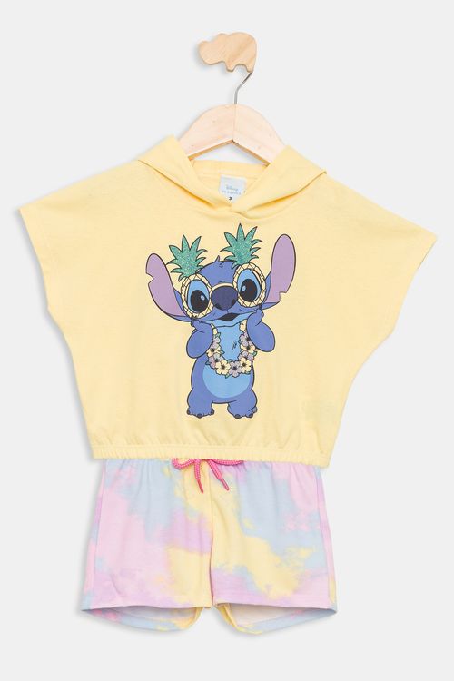 Conjunto Infantil 1/3 Anos - Stitch Tie-Dye - Amarelo Claro