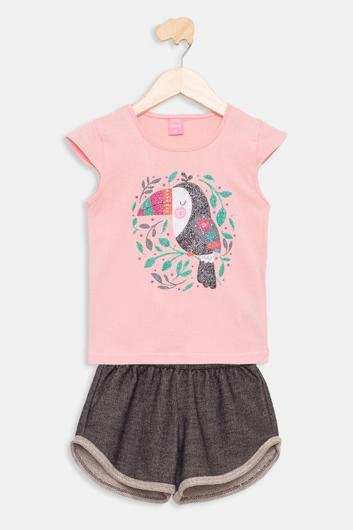 Conjunto Infantil 4/8 Anos - Rosa Claro