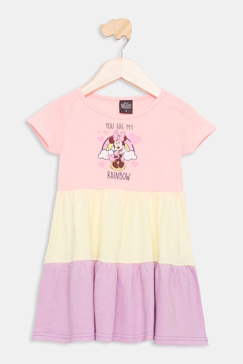 Vestido Infantil 1/3 Anos Minnie - Laranja Neon