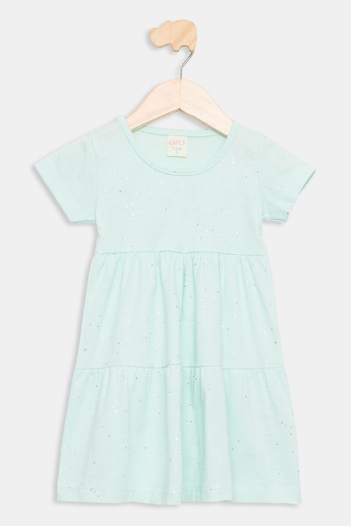 Vestido Infantil com Brilho Verde Claro Tam 1 a 3