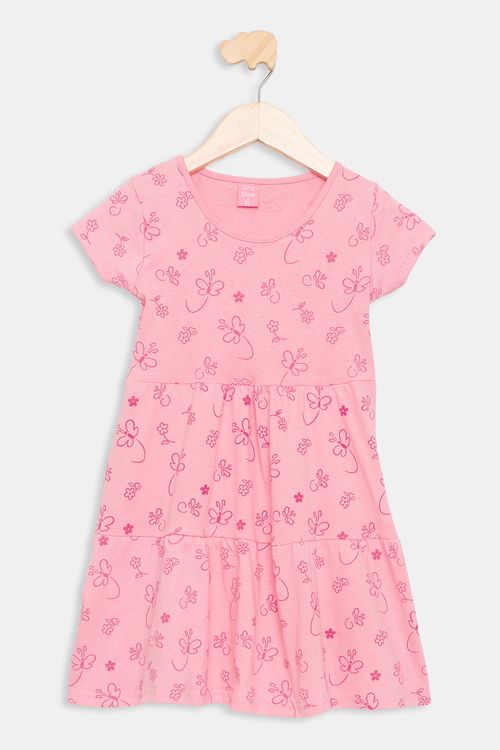 Vestido Infantil Caedu Rosa Médio Estampa Borboletas 4-8