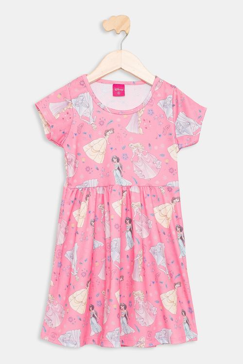 Vestido Infantil 4/8 Anos Princesa - Rosa Neon