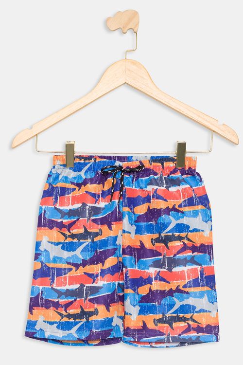 Bermuda Infantil Tubarão Azul Tam 4 a 8