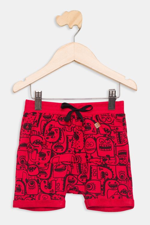 Bermuda Infantil Saruel Dinossauro Vermelha 1-3 Anos