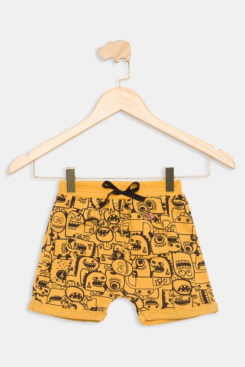 Bermuda Infantil Saruel Dinossauro Amarelo Médio Tam 1 a 3
