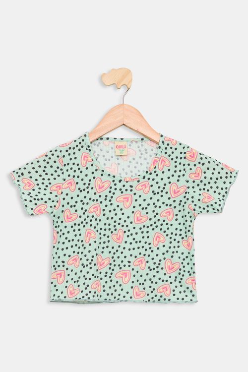 Blusa Infantil 10/16 Anos - Ribana Coração - Verde Claro