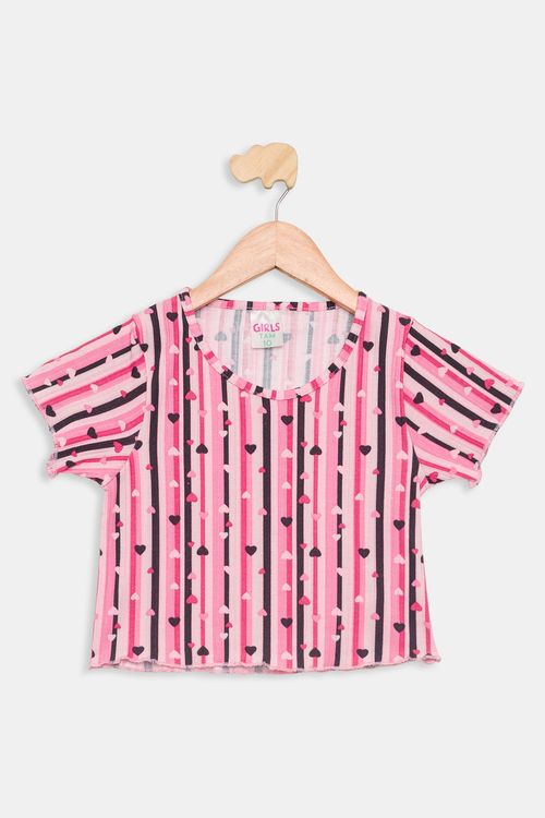 Blusa Juvenil Estampada Preta e Rosa Tam 10 a 16