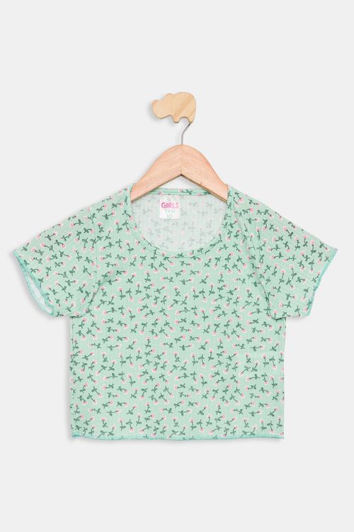 Blusa Juvenil Floral Verde Claro Tam 10 a 16