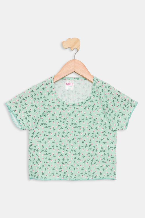 Blusa Infantil 10/16 Anos - Floral - Verde Claro