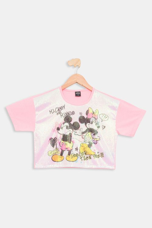 Blusa Infantil 10/16 Anos - Mickey - Rosa