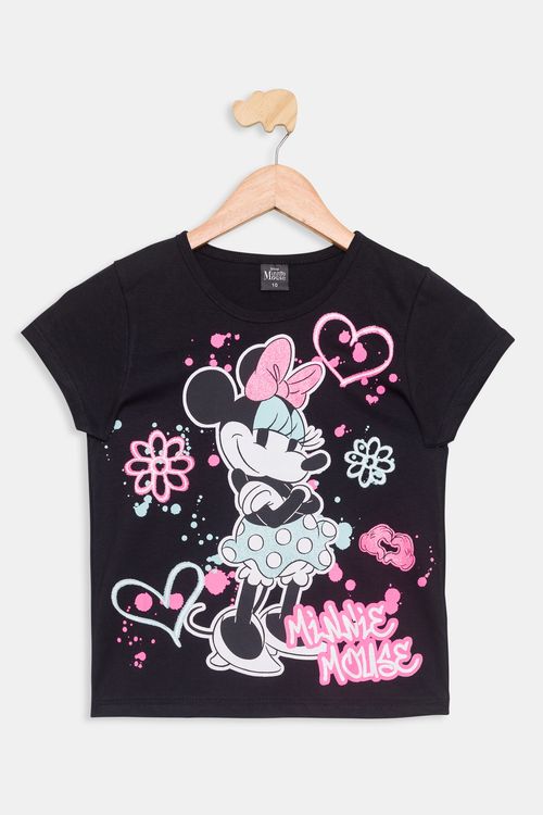 Blusa Infantil 10/16 Anos - Minnie - Preto