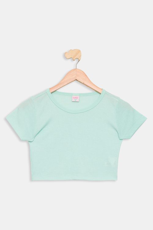 Blusa Juvenil em Ribana Verde Tam 10 a 16