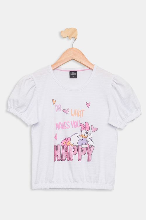 Blusa Infantil Margarida Branca Tam 4 a 8