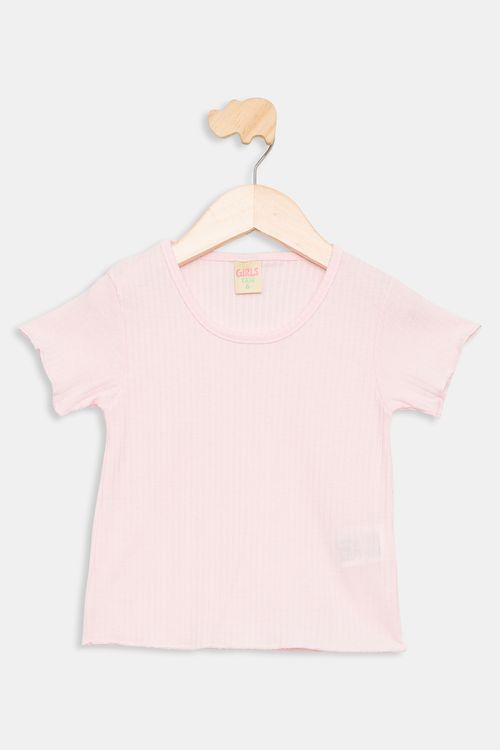 Blusa Infantil 4 a 8 em Ribana Lisa Clara Rosa Claro