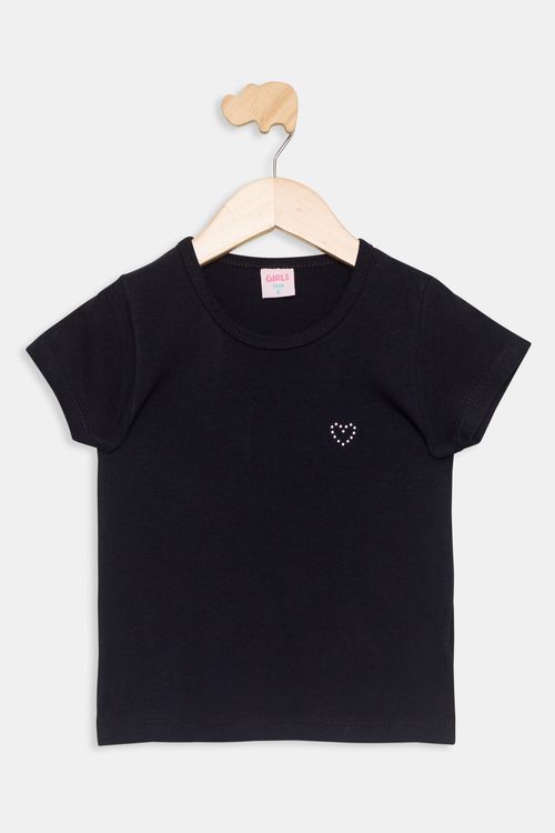 Blusa Infantil 4/8 Anos Lisa - Preto