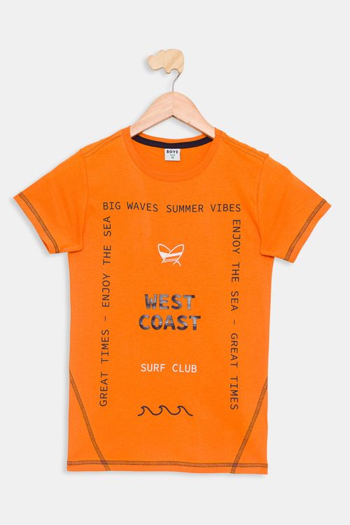Camiseta Infantil Estampada Laranja Tam 10 a 16