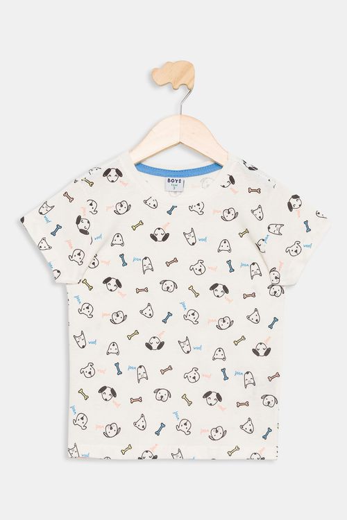 Camiseta Infantil Cachorros Off White Tam 1 a 3