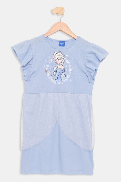 Camisola nas tule frozen - 4 ao 10 azul claro